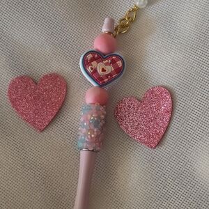 Heart-Themed Pink Pen With Dangling Charm